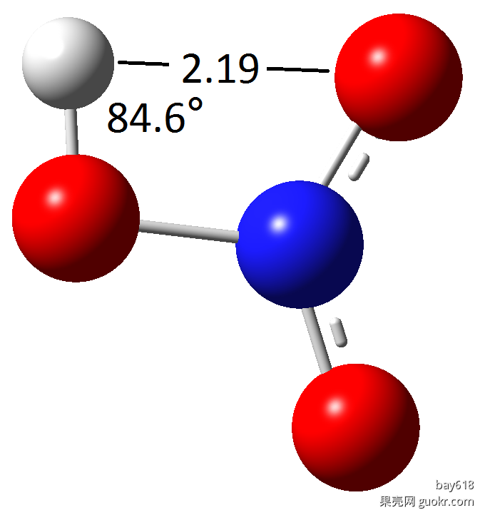 从硝酸结构上看, 这跟所谓氢键实在称不上是氢键