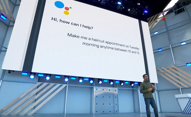 谷歌CEO介绍Duplex。图片来源：Google