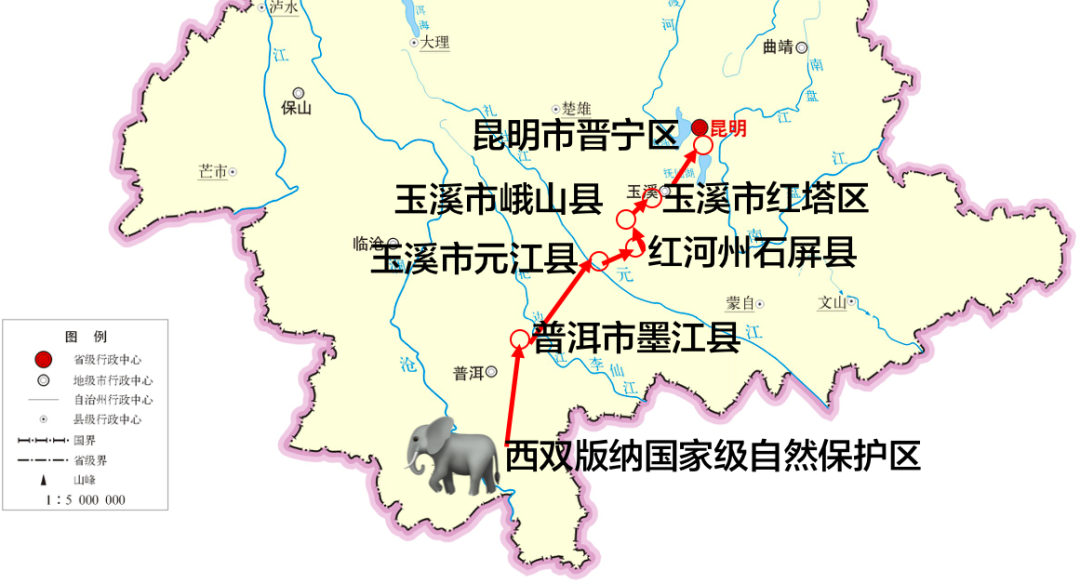 西双版纳大象迁徙路线图片