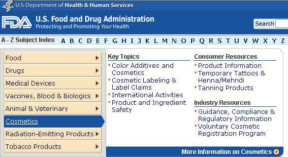 美国食品药品管理局（FDA）页面截图