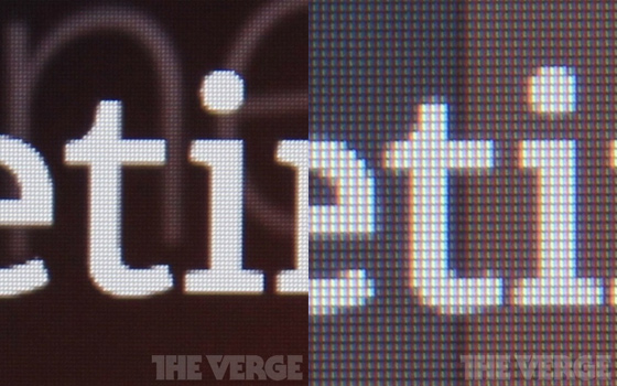 iPad 2和Retina显示屏对比。图片来源:verge