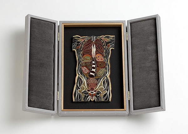 丽萨 · 尼尔森的人体解剖切片衍纸作品