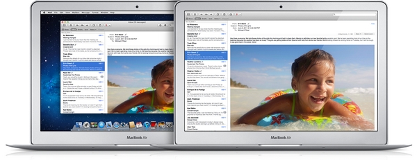 苹果 Mac 新增特性，全屏 App 界面：左边是以前，右边是全屏显示的界面效果/Apple