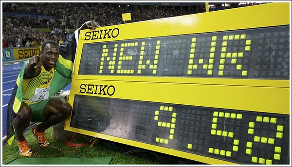 牙买加短跑名将博尔特在 2009 年柏林世界锦标赛上跑出了百米 9.58 秒的成绩。（图片：capital.bg）