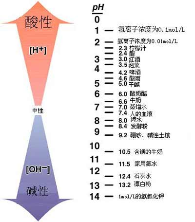 一些常见物质的pH值。(图片来源:百度图片)
