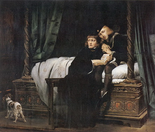 法国学院派画家H•保罗•德拉罗什所画的《塔中王子》